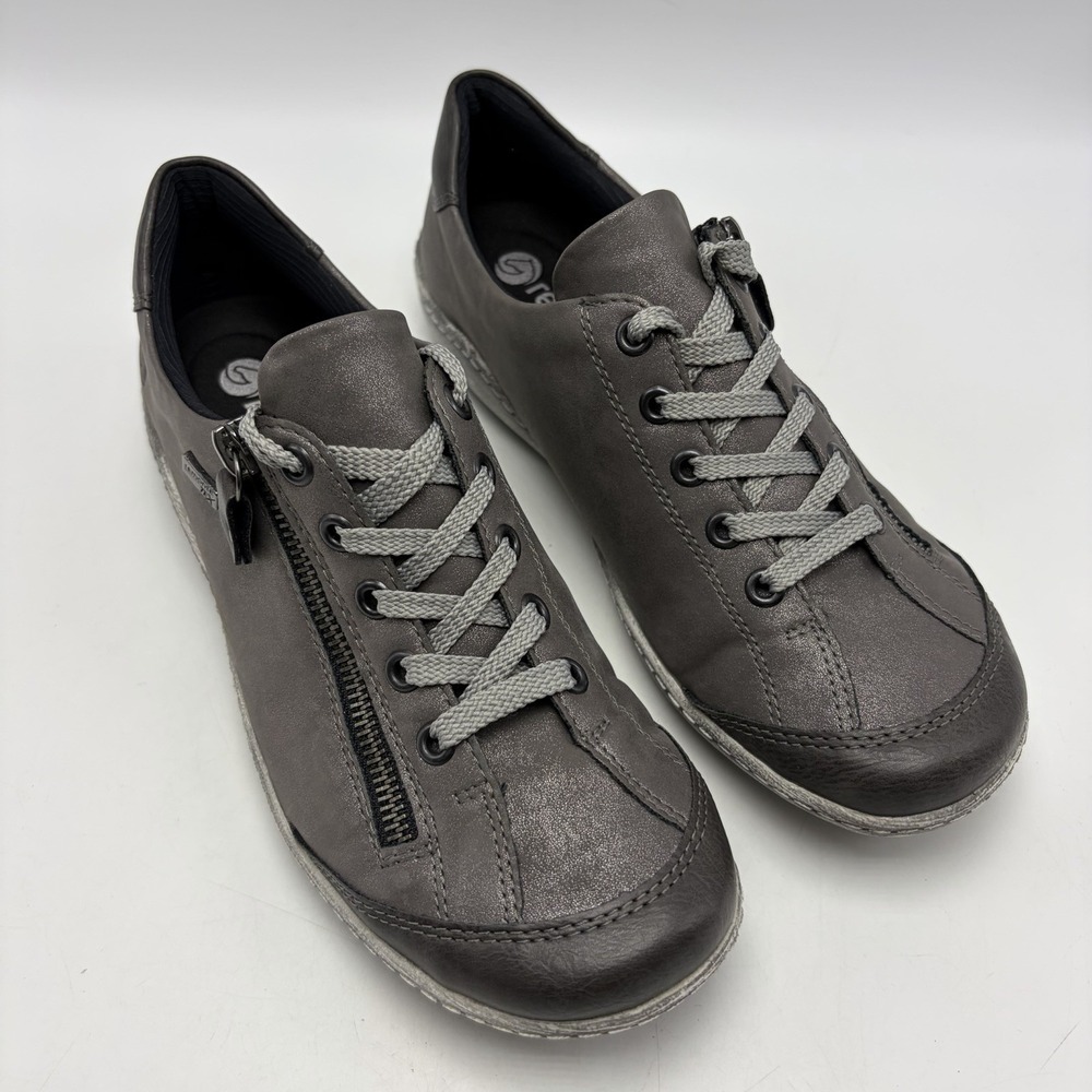 Remonte R1402 Liv 02 Womens 7 Sneakers Gray Mineral Leather 38 Preppy Comfort